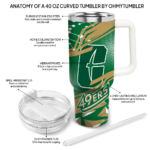 personalized charlotte 49ers abstract paths green curved tumbler best selling.webp