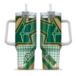 personalized charlotte 49ers arrow burst green curved tumbler best selling.webp