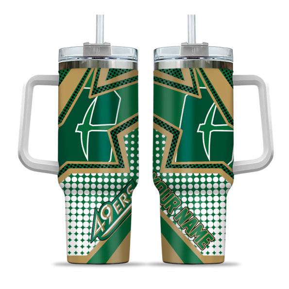 personalized charlotte 49ers arrow burst green curved tumbler best selling.webp