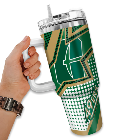 personalized charlotte 49ers arrow burst green curved tumbler fashion forward.webp
