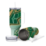 personalized charlotte 49ers arrow burst green curved tumbler best selling.webp
