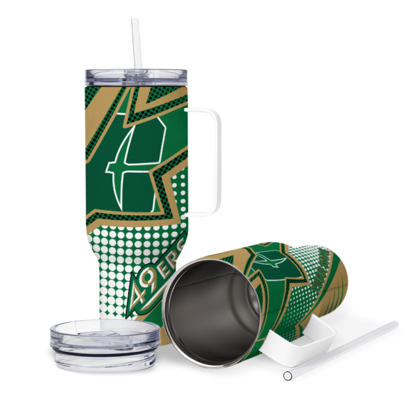personalized charlotte 49ers arrow burst green curved tumbler high quality.webp