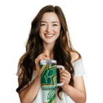 personalized charlotte 49ers arrow burst green curved tumbler best selling.webp