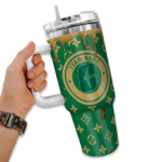 personalized charlotte 49ers bullseye drips green curved tumbler best selling.webp