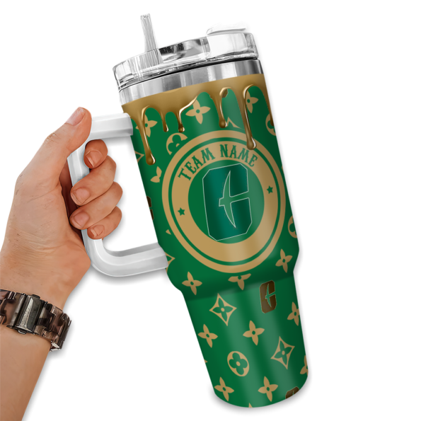 personalized charlotte 49ers bullseye drips green curved tumbler fashion forward.webp