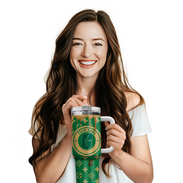 personalized charlotte 49ers bullseye drips green curved tumbler premium grade.webp