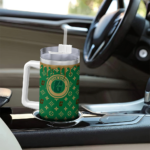 personalized charlotte 49ers bullseye drips green curved tumbler best selling.webp