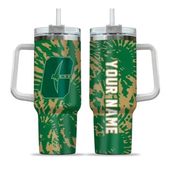 personalized charlotte 49ers burst swirl green curved tumbler best selling.webp