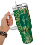 personalized charlotte 49ers burst swirl green curved tumbler best selling.webp