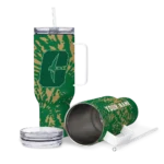 personalized charlotte 49ers burst swirl green curved tumbler best selling.webp