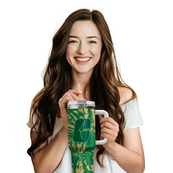 personalized charlotte 49ers burst swirl green curved tumbler premium grade.webp