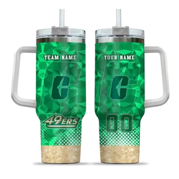 personalized charlotte 49ers geometric prism green curved tumbler best selling.webp