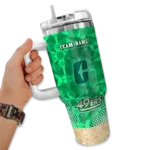 personalized charlotte 49ers geometric prism green curved tumbler best selling.webp