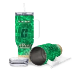 personalized charlotte 49ers geometric prism green curved tumbler best selling.webp