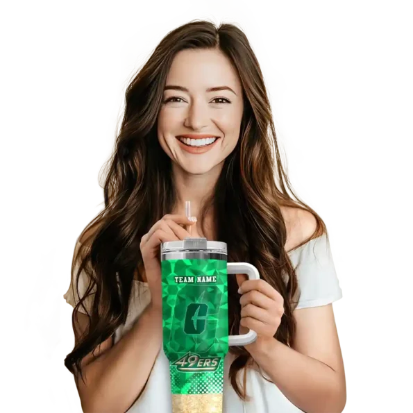 personalized charlotte 49ers geometric prism green curved tumbler premium grade.webp
