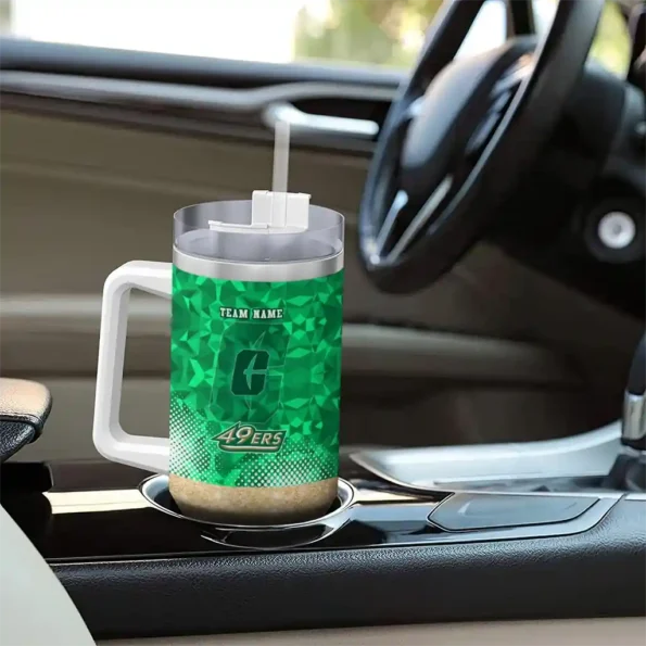 personalized charlotte 49ers geometric prism green curved tumbler trendy.webp