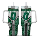 personalized charlotte 49ers leopard zipper green curved tumbler best selling.webp