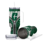 personalized charlotte 49ers leopard zipper green curved tumbler best selling.webp