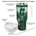 personalized charlotte 49ers leopard zipper green curved tumbler best selling.webp
