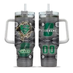 personalized charlotte 49ers superman shield green gray curved tumbler best selling.webp