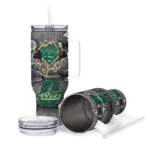 personalized charlotte 49ers superman shield green gray curved tumbler best selling.webp