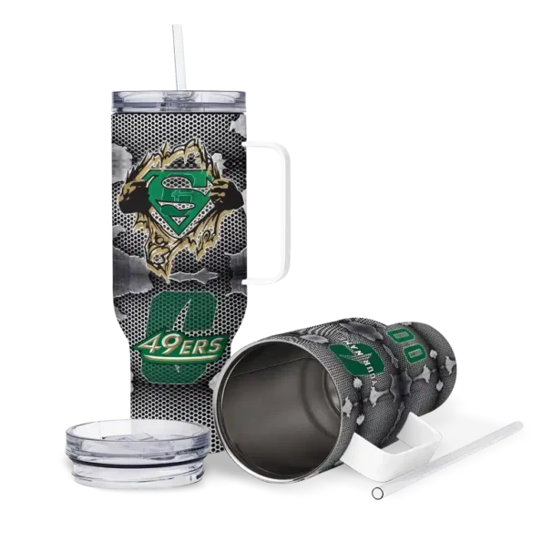 personalized charlotte 49ers superman shield green gray curved tumbler high quality.webp
