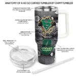 personalized charlotte 49ers superman shield green gray curved tumbler best selling.webp