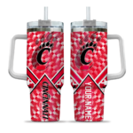 personalized cincinnati bearcats chevron angle red curved tumbler best selling.webp