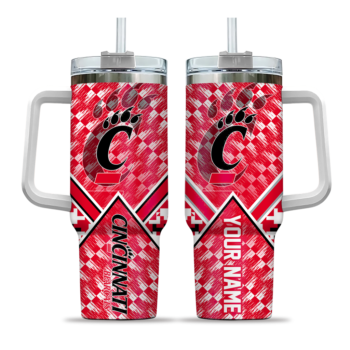 personalized cincinnati bearcats chevron angle red curved tumbler best selling.webp