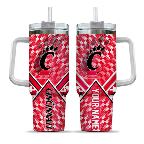 personalized cincinnati bearcats chevron angle red curved tumbler best selling.webp