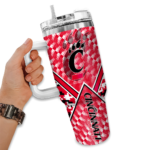 personalized cincinnati bearcats chevron angle red curved tumbler best selling.webp