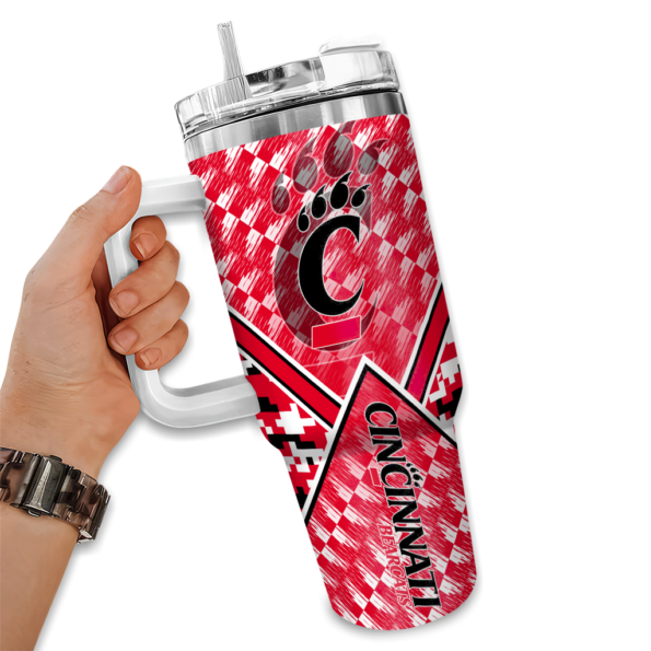 personalized cincinnati bearcats chevron angle red curved tumbler fashion forward.webp