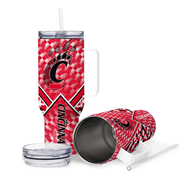 personalized cincinnati bearcats chevron angle red curved tumbler high quality.webp