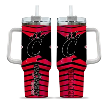 personalized cincinnati bearcats chevron layers red curved tumbler best selling