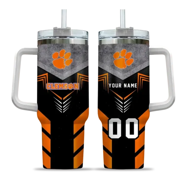 personalized clemson tigers arrow armor orange black curved tumbler best selling