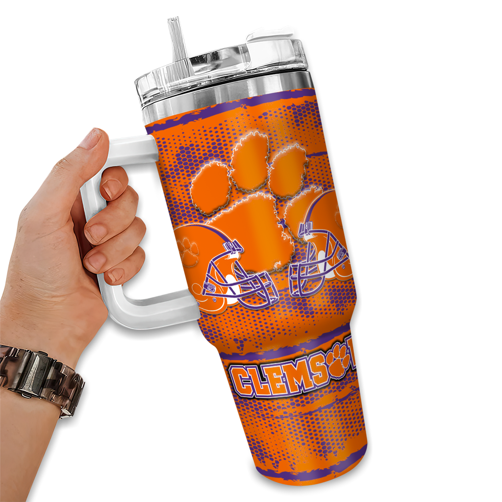 personalized-clemson-tigers-honey-streaks-orange-curved-tumbler-fashion-forward.webp
