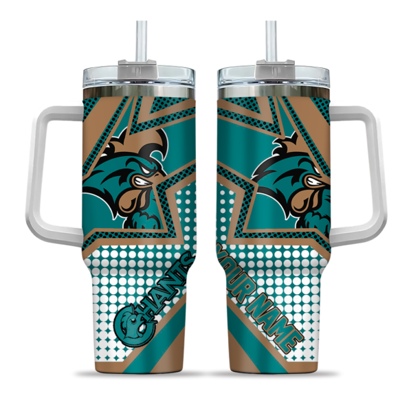 personalized coastal carolina chanticleers arrow burst green curved tumbler best selling