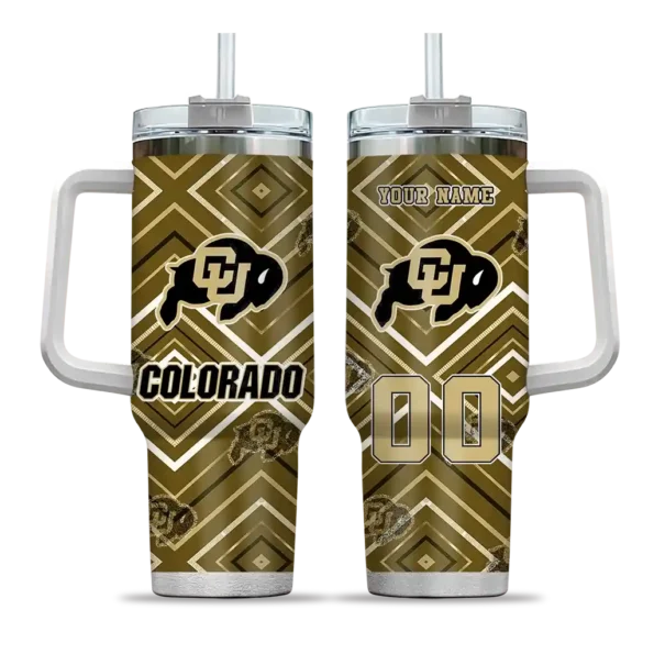 personalized colorado buffaloes bold diamonds gold curved tumbler best selling