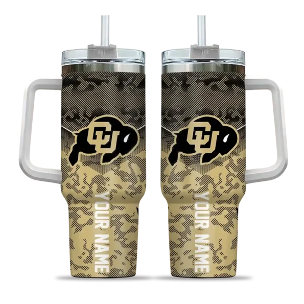 personalized colorado buffaloes chevron stripe gold curved tumbler best selling