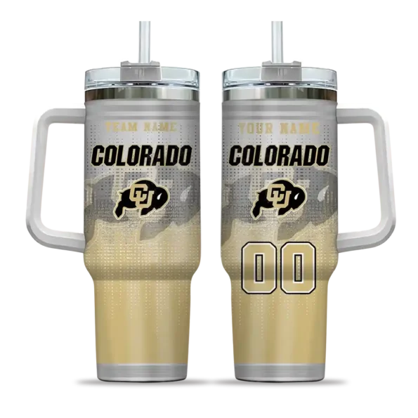 personalized colorado buffaloes gradient dots gold curved tumbler best selling