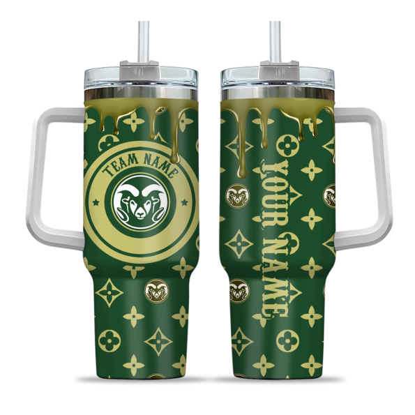 personalized colorado state rams bullseye drips green curved tumbler best selling