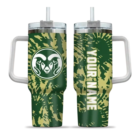 personalized colorado state rams burst swirl green curved tumbler best selling