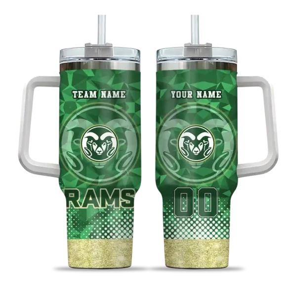 personalized colorado state rams geometric prism green curved tumbler best selling