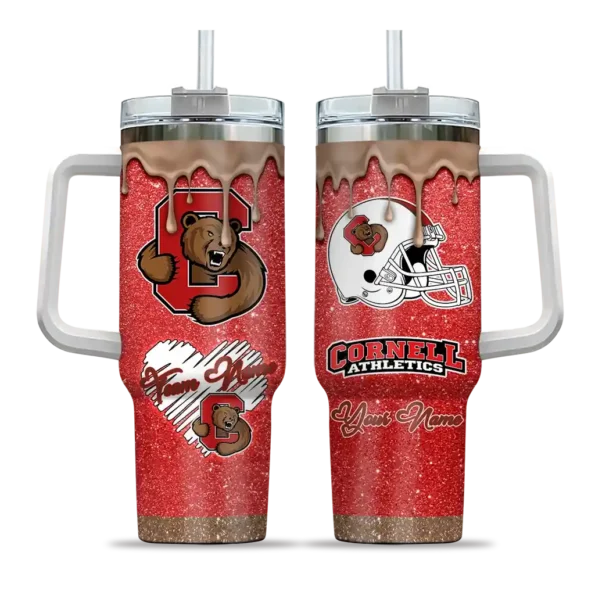 personalized cornell big red heart helmet motif red curved tumbler best selling