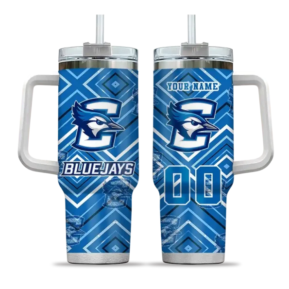 personalized creighton bluejays bold diamonds blue curved tumbler best selling