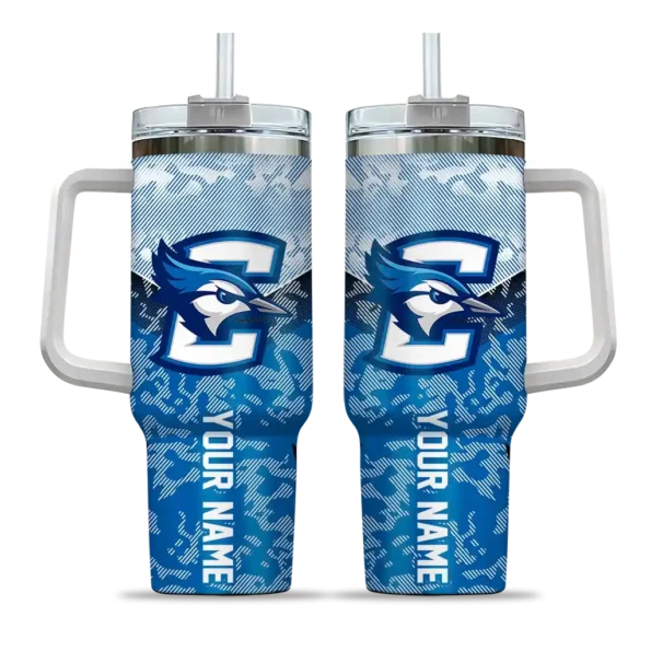 personalized creighton bluejays chevron stripe blue curved tumbler best selling