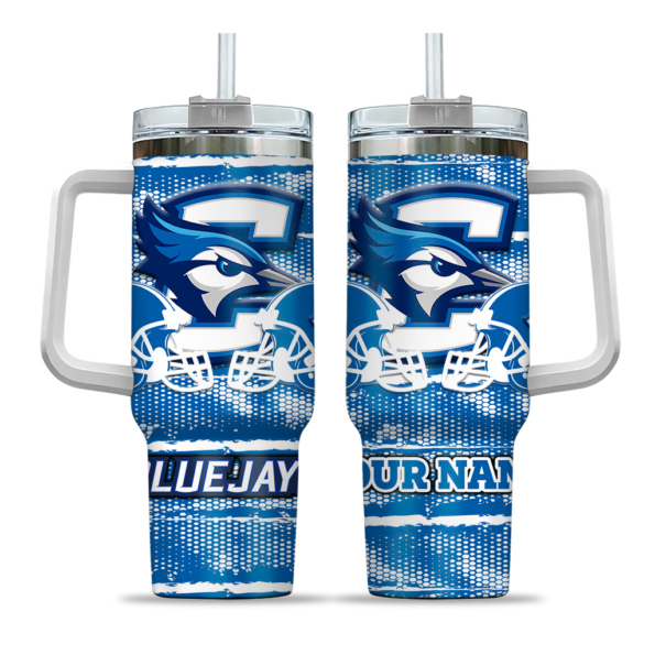 personalized creighton bluejays honey streaks blue curved tumbler best selling