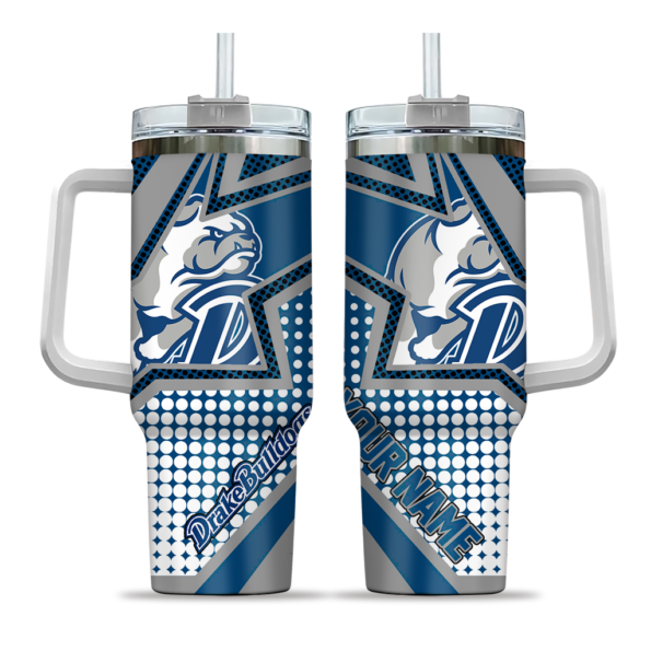 personalized drake bulldogs arrow burst blue curved tumbler best selling