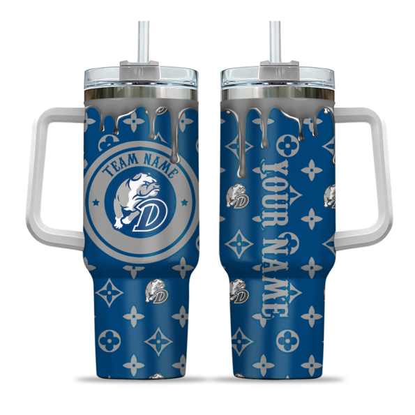 personalized drake bulldogs bullseye drips blue curved tumbler best selling