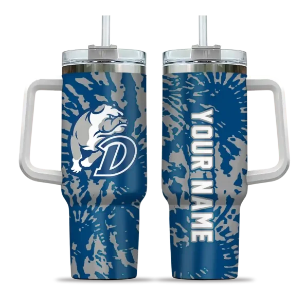 personalized drake bulldogs burst swirl blue curved tumbler best selling